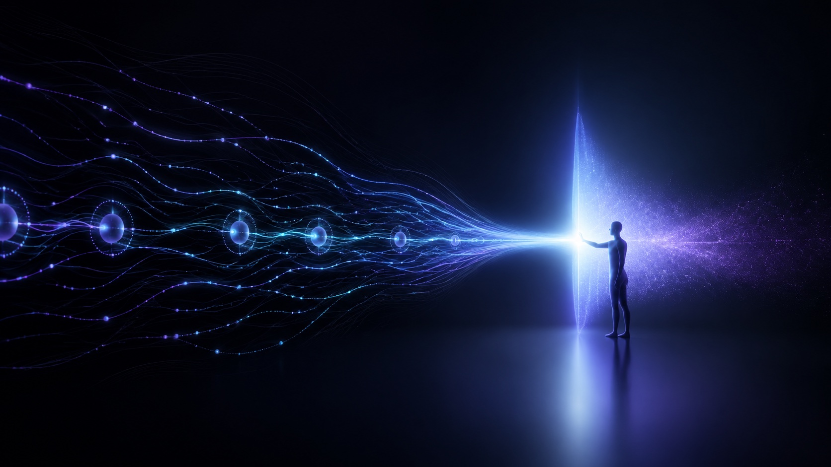 An intelligence stream reaches one clear decision threshold where a person provides focused oversight.