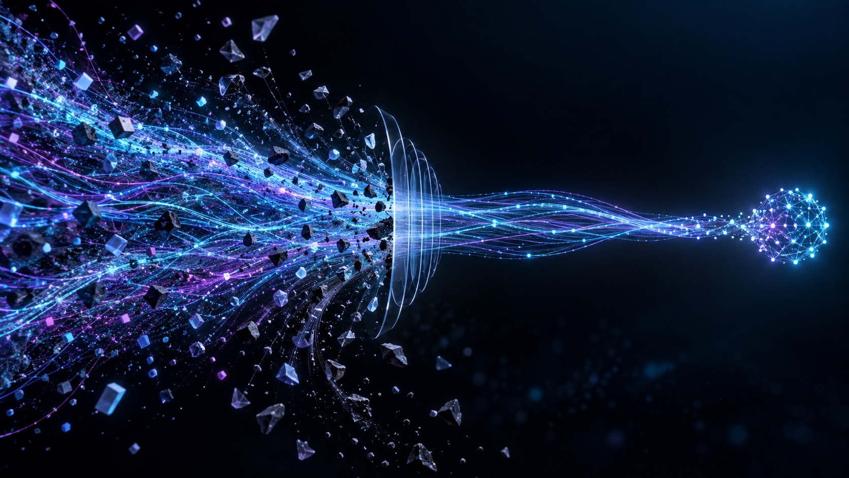 Unnecessary luminous fragments are filtered into a precise stream of useful intelligence.