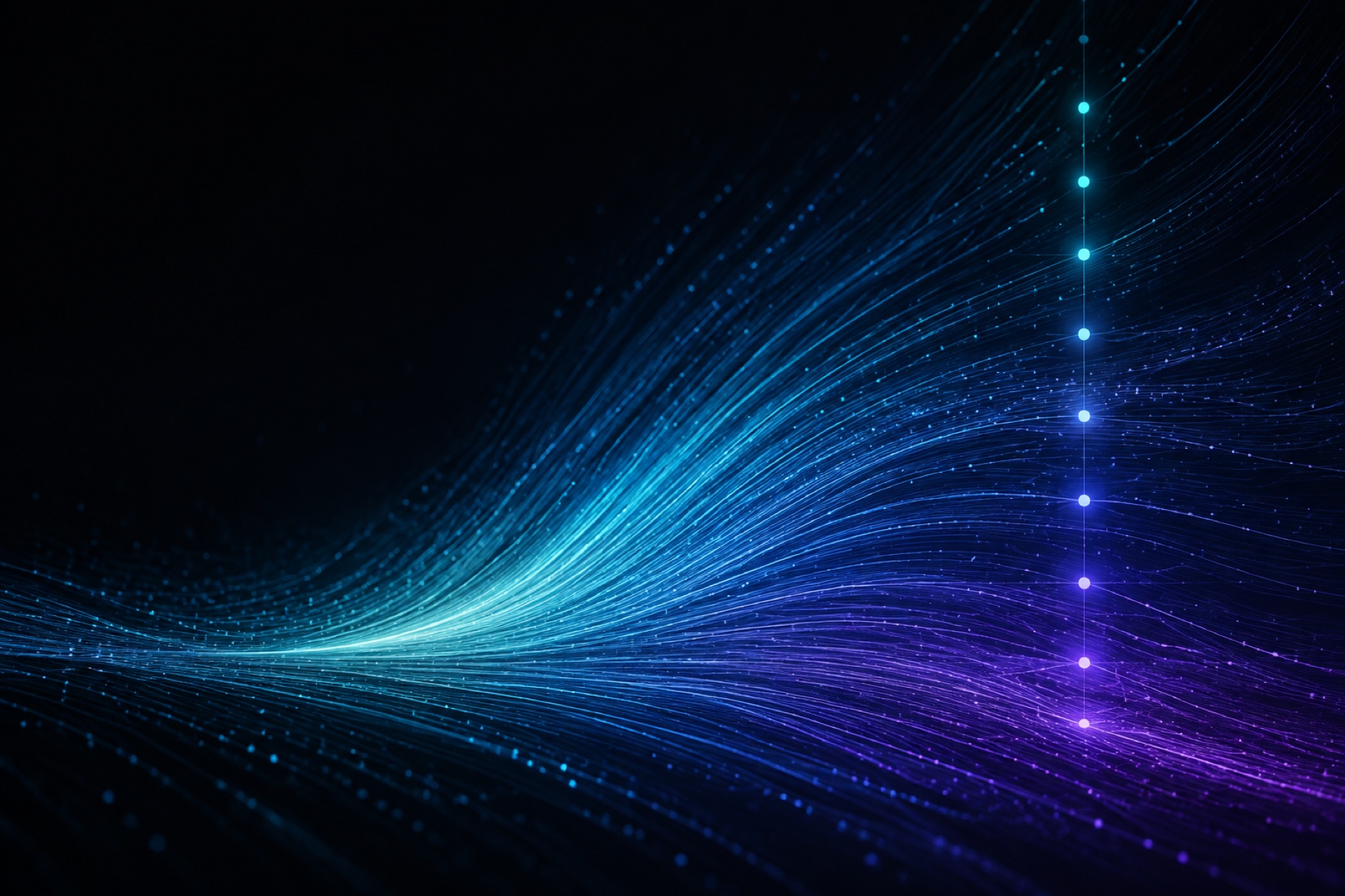 Cyan and violet intelligence threads converge into a coherent rising wave.